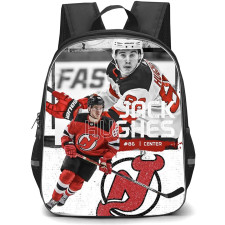 NHL Jack Hughes Backpack School Bag StudentPack - Jack Hughes New Jersey Devils White Red Aesthetic Poster