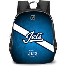 NHL Winnipeg Jets Backpack StudentPack - Team Wordmark Logo Stripe On Blue Background