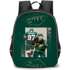 NHL Kirill Kaprizov Backpack School Bag StudentPack - Kirill Kaprizov Minnesota Wild Emerald Green Graphic Poster