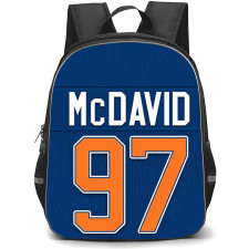 NHL Connor McDavid Backpack School Bag StudentPack - Connor McDavid Edmonton Oilers Jersey Number 97 Illustration Art Poster