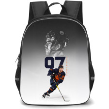 NHL Connor McDavid Backpack School Bag StudentPack - Connor McDavid Edmonton Oilers Monochrome Portrait Sports Graphic Poster