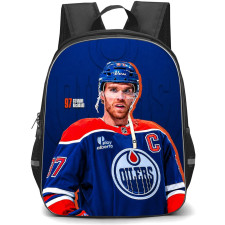 NHL Connor McDavid Backpack School Bag StudentPack - Connor McDavid Edmonton Oilers Portrait On Blue Background