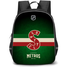 NHL Seattle Metros Backpack StudentPack - Team Logo Stripe On Green Background