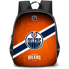 NHL Edmonton Oilers Backpack StudentPack - Team Logo Stripe On Orange Background