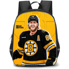 NHL David Pastrnak Backpack School Bag StudentPack - David Pastrnak Boston Bruins Smiling On Iconic Yellow Theme Poster