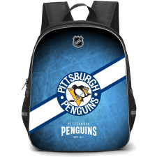 NHL Pittsburgh Penguins Backpack StudentPack - Team 1968 Logo Stripe On Blue Background