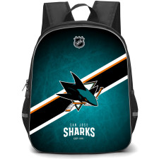 NHL San Jose Sharks Backpack StudentPack - Team Logo Stripe On Teal Background