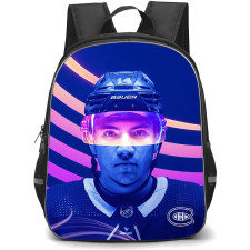 NHL Nick Suzuki Backpack School Bag StudentPack - Nick Suzuki Montreal Canadiens Neon Glow Portrait Poster
