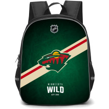 NHL Minnesota Wild Backpack StudentPack - Team Logo Stripe On Green Background
