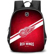 NHL Detroit Red Wings Backpack StudentPack - Team Logo Stripe On Red Background