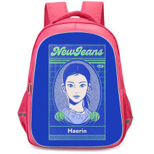 New Jeans Haerin Backpack StudentPack - Haerin ID Car Blue Art Poster