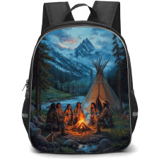 Native American Backpack School Bag StudentPack - Native American Campfire Sitting Poster