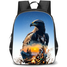 Native American Backpack School Bag StudentPack - Native American Cooking Campfire Eagle Poster