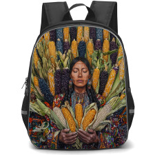 Native American Backpack School Bag StudentPack - Native American Holding Corn Portrait