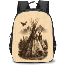 Native American Backpack School Bag StudentPack - Native American Teepee Tent Sketch Art Poster