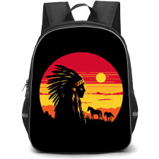 Native American Backpack School Bag StudentPack - Native American Warrior Silhouette Side Portrait