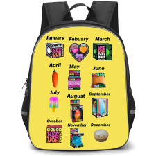 NeeDoh Backpack School Bag StudentPack - NeeDoh Birthday Month Squish Chart Yellow Background