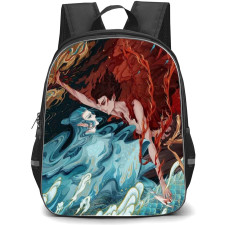 Ne Zha Backpack StudentPack - Ne Zha And Ao Bing Chinese Cartoon Illustration Art On Black Background