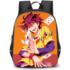 No Game No Life Sora Backpack StudentPack - Sora Showing Card Trick On Orange Background