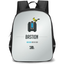 Overwatch Bastion Backpack StudentPack - Bastion Sympol Minimalist On Silver Background