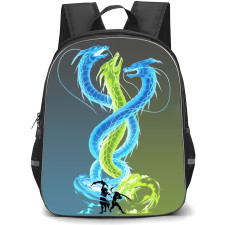 Overwatch Backpack StudentPack - Hanzo And Genji Silhouette On Grey Background