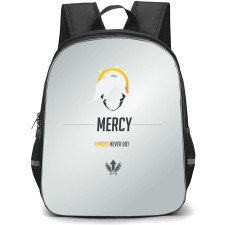 Overwatch Mercy Backpack StudentPack - Mercy Sympol Minimalist On Silver Background