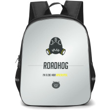 Overwatch Roadhog Backpack StudentPack - Roadhog Sympol Minimalist On Silver Background