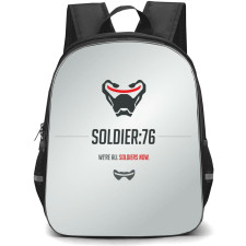 Overwatch Soldier 76 Backpack StudentPack - Soldier 76 Sympol Minimalist On Silver Background