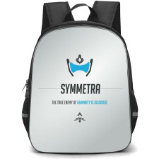 Overwatch Symmetra Backpack StudentPack - Symmetra Sympol Minimalist On Silver Background