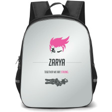 Overwatch Zarya Backpack StudentPack - Zarya Sympol Minimalist On Silver Background