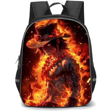 One Piece Ace School Backpack StudentPack - Ace Side Portrait Fire Background