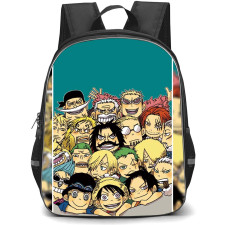 One Piece Backpack StudentPack - One Piece Characters Heads Blue Background