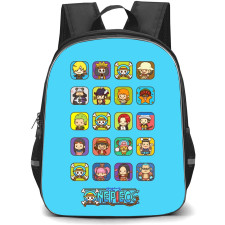 One Piece Backpack StudentPack - One Piece Chibi Characters Icon On Blue Background