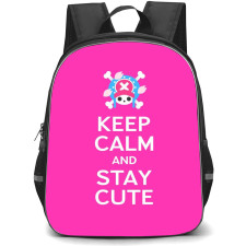 One Piece Chopper Backpack StudentPack - Chopper Keep Calm And Stay Cute Pink Background