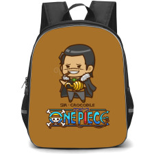 One Piece Crocodile Backpack StudentPack - Crocodile Chibi Portrait Brown Background