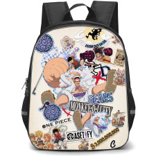 One Piece Backpack School Bag StudentPack - One Piece Gear 5 Luffy Sticker Collage Poster