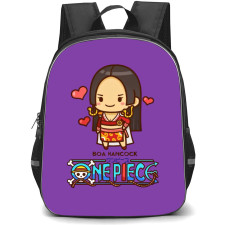 One Piece Boa Hancock Backpack StudentPack - Boa Hancock Chibi Portrait Purple Background