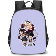 One Piece Luffy Backpack StudentPack - Luffy All Formations Purple Background