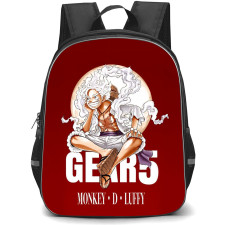 One Piece Luffy Backpack StudentPack - Luffy Gear 5 Sitting Red Background