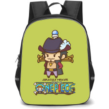 One Piece MiHawk Backpack StudentPack - Dracule Mihawk Chibi Portrait Green Background