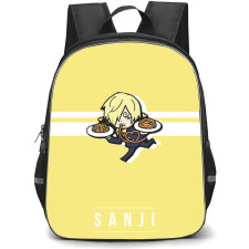 One Piece Sanji Backpack StudentPack - Sanji Holding Dishes Yellow Stripe Background
