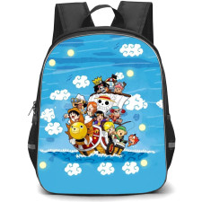 One Piece Straw Hat Backpack StudentPack - Straw Hat Pirate Chibi Member Riding On Thousand Sunny