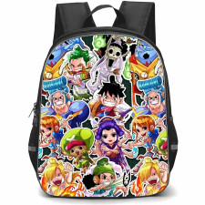 One Piece Straw Hat Backpack StudentPack - Straw Hat Pirate Chibi Member Sticker Collage