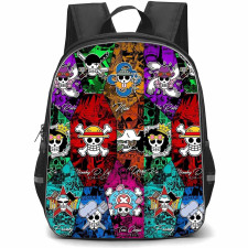 One Piece Straw Hat Backpack StudentPack - Straw Hat Pirate Member Logos