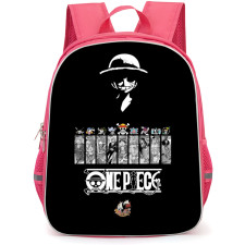 One Piece Straw Hat Backpack StudentPack - Straw Hat Pirates Character Portrait Silhouette Black And White