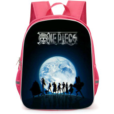 One Piece Straw Hat Backpack StudentPack - Straw Hat Pirates Signature Moves Silhouette On Moonlight Background