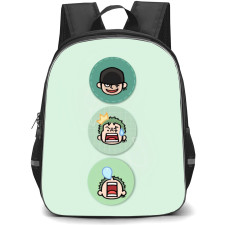 One Piece Zoro Backpack StudentPack - Zoro Sleeping Laughing Shocking Icons On Green Background