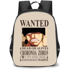One Piece Zoro Backpack StudentPack - Zoro Wanted Bounty Poster