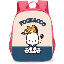 Pochacco Sanrio Backpack School Bag StudentPack - Pochacco Sanrio Sitting Portrait Poster In Blue And Beige Background
