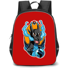 Pokemon Mega Charizard X Backpack StudentPack - Mega Charizard X Vector Art On Red Background
